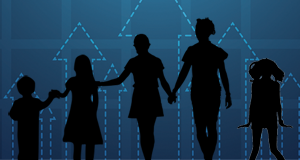 image with silhouettes of students at different ages