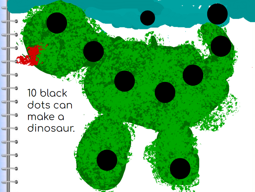 image of ten black dots dinosaur